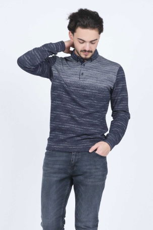 Raymons Erkek Desenli Polo Yaka Triko Sweat 6782257 Lacivert - 1