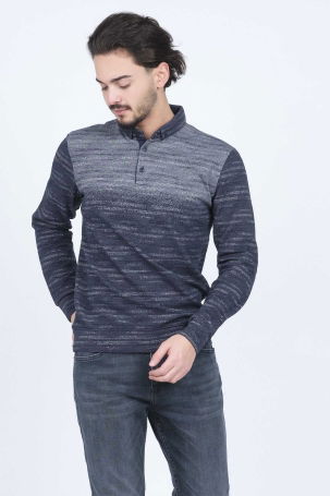 Raymons Erkek Desenli Polo Yaka Triko Sweat 6782257 Lacivert - 3