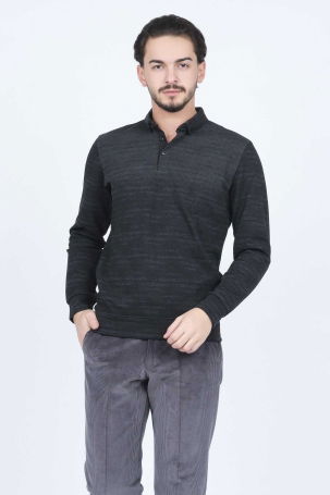 Raymons Erkek Desenli Polo Yaka Triko Sweat 6782257 Siyah 