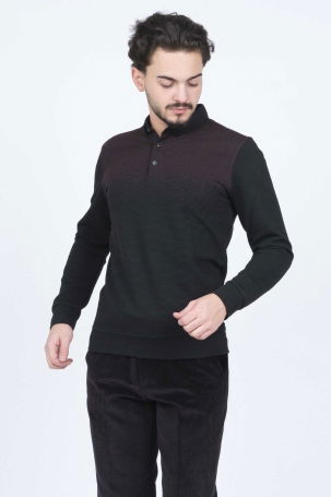 Raymons Erkek Desenli Polo Yaka Triko Sweat 6782258 Bordo - 3