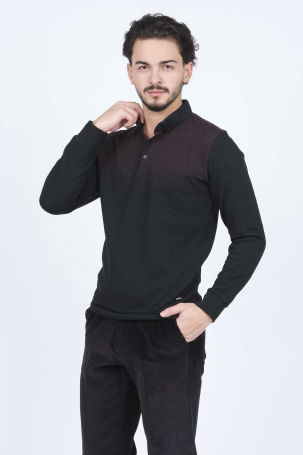 Raymons Erkek Desenli Polo Yaka Triko Sweat 6782258 Bordo - 4