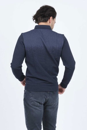 Raymons Erkek Desenli Polo Yaka Triko Sweat 6782258 Indigo - 5