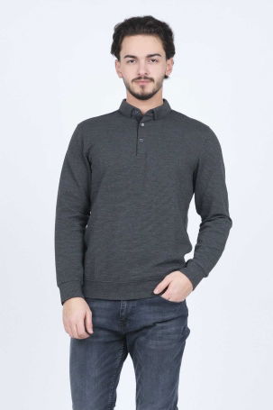 Raymons Erkek Desenli Polo Yaka Triko Sweat 6782258 Siyah 