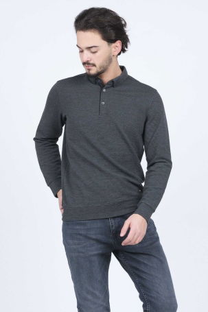 Raymons Erkek Desenli Polo Yaka Triko Sweat 6782258 Siyah - 4