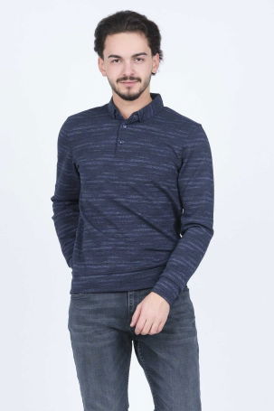 Raymons Erkek Desenli Polo Yaka Triko Sweat 6782273 Indigo 