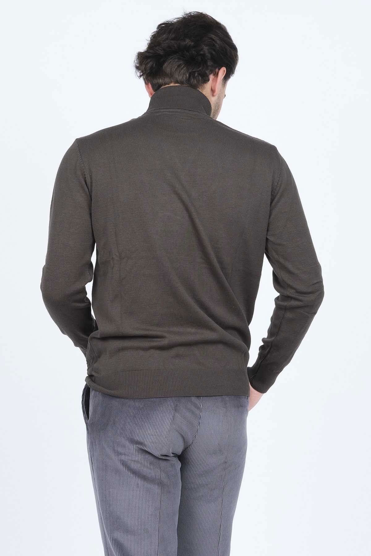 Raymons Erkek Desenli Tam Balıkçı Triko Kazak 67822507 Haki - 5