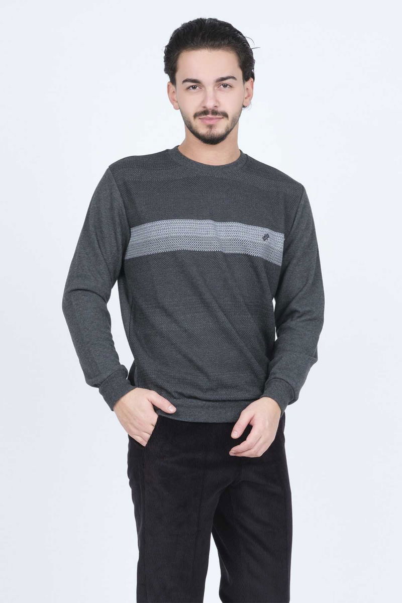 Rey Polo Erkek Bisiklet Yaka Desenli Triko Sweat 6743617 Siyah - 3