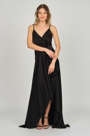 Saygın Kadın İp Askılı Uzun Abiye Elbise 0991320 Siyah - 2