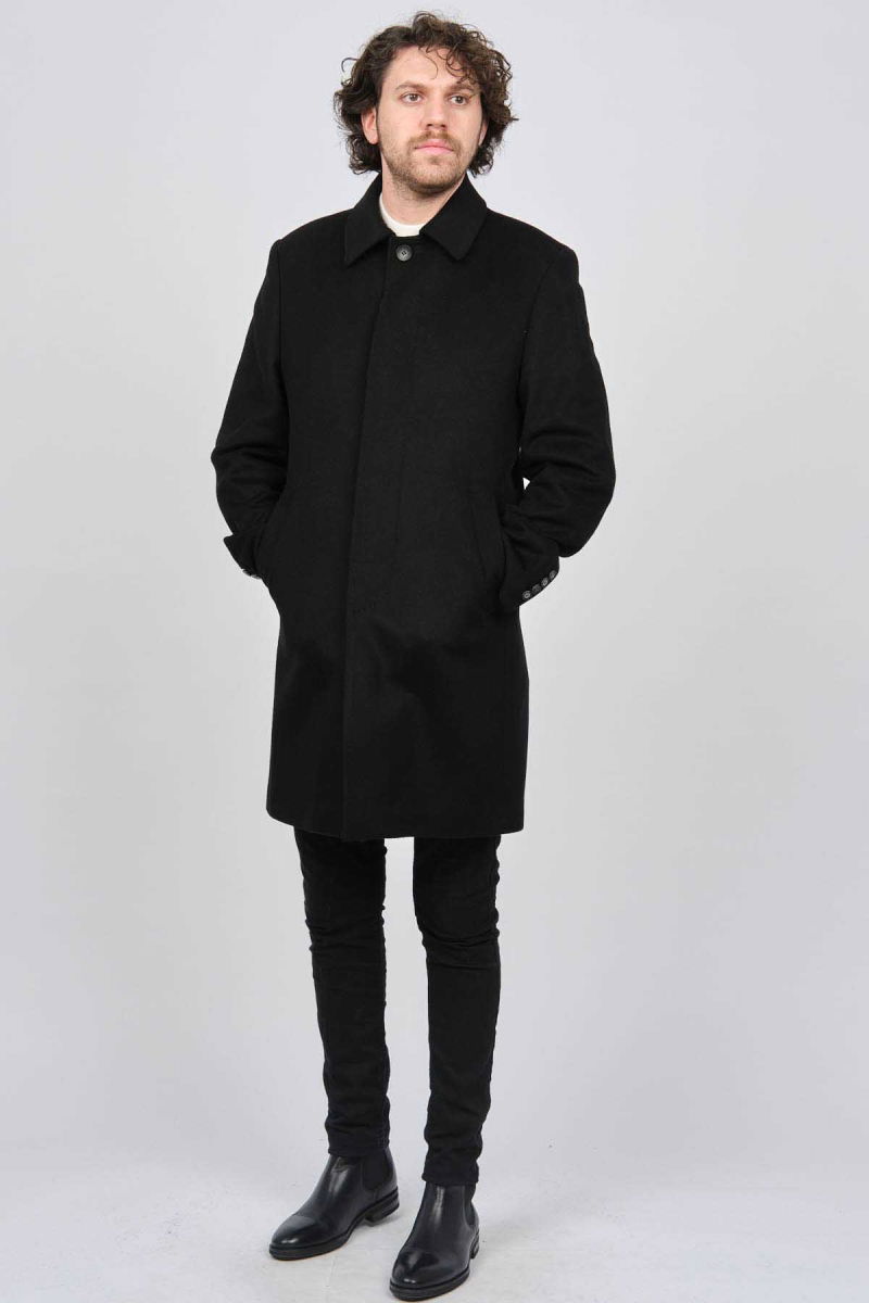 Scope Erkek Düğmeli Yaka Yün Kaban 5141001 Siyah - Scope