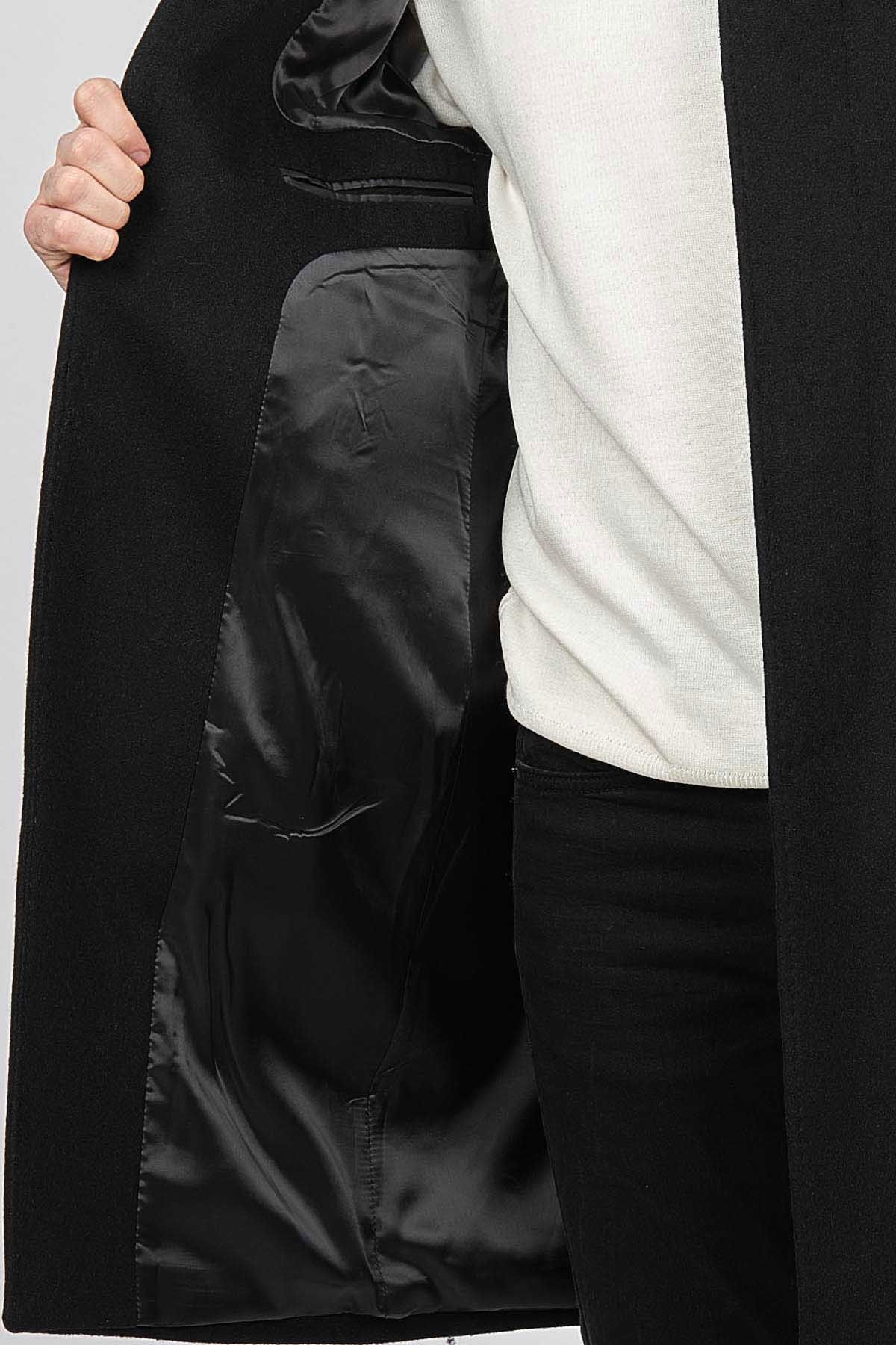 Scope Erkek Düğmeli Yaka Yün Kaban 5141001 Siyah - 4