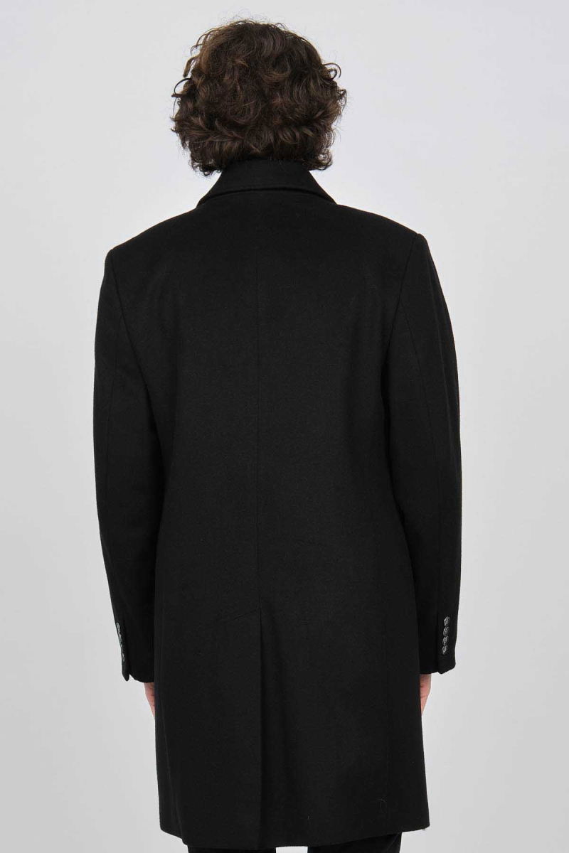 Scope Erkek Düğmeli Yaka Yün Kaban 5141001 Siyah - 5