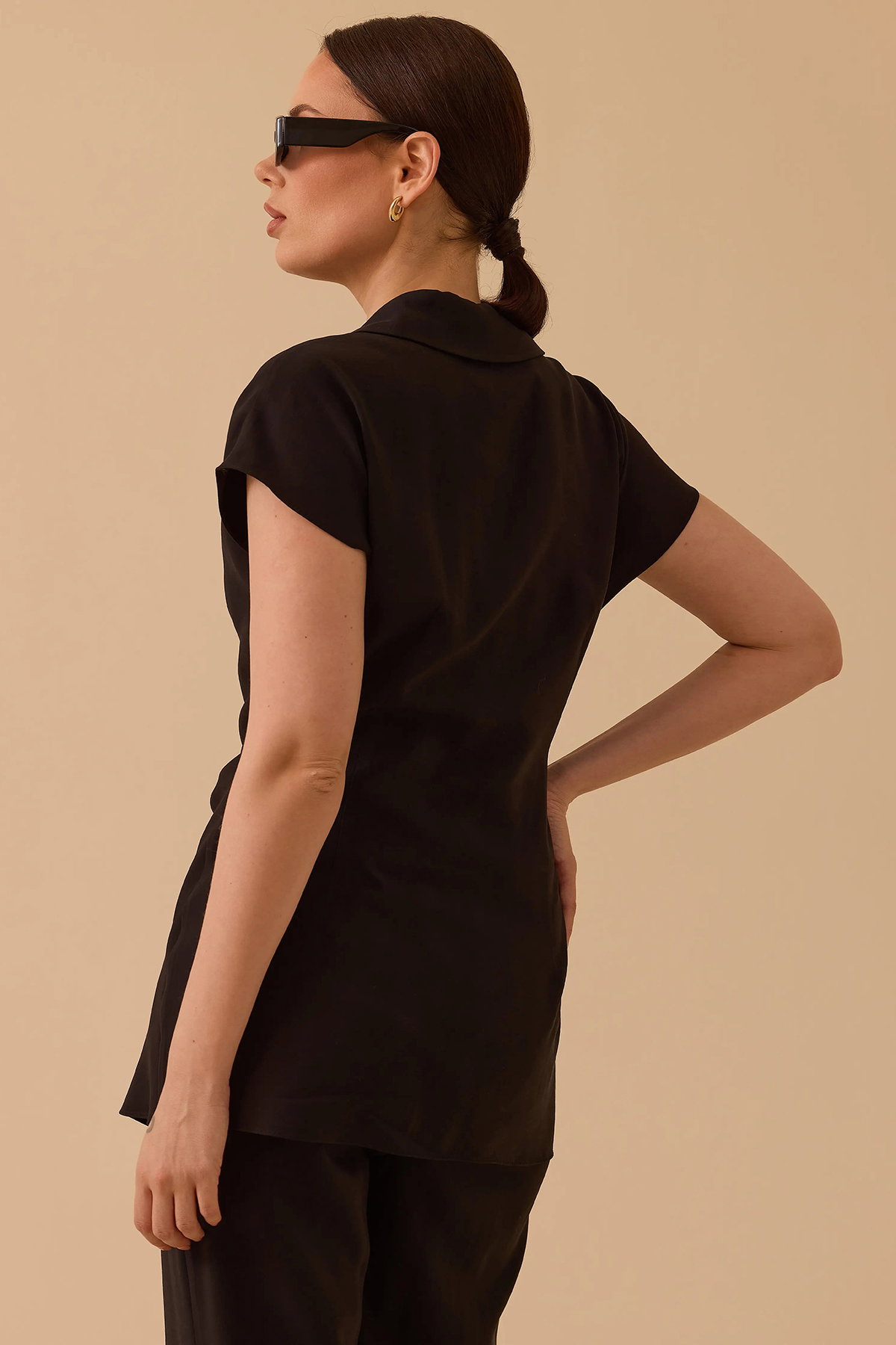 Seçil Kadın Bağlama Detaylı Tokalı Gömlek 0014 Siyah - 4