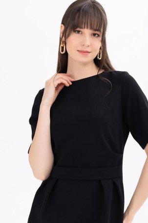 Seçil Kadın Bel Detaylı Kısa Kol Krep Kumaş Elbise 1041 Siyah - 2