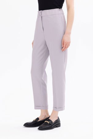Seçil Kadın Beli Büzgülü Bilek Boy Pantolon 1023 Gri - 3
