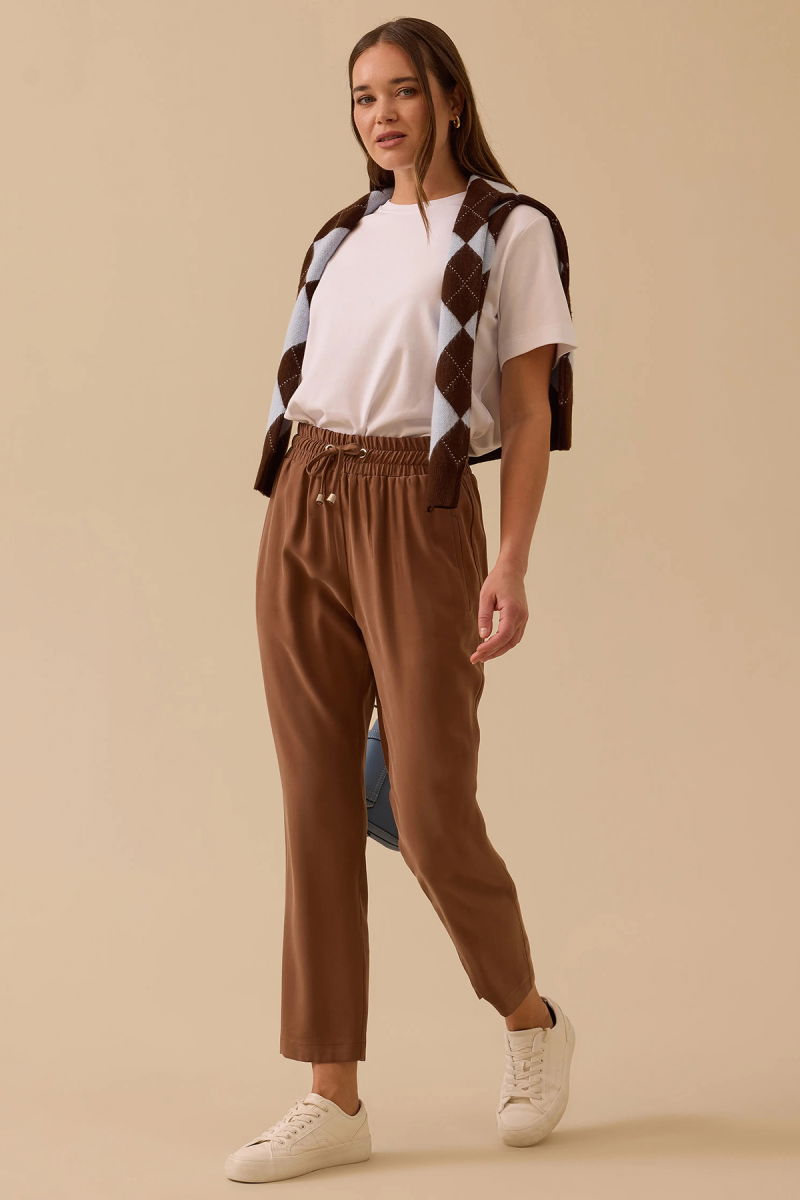 Seçil Kadın Bilek Boy Bağcıklı Pantolon 1023 Kahverengi - Seçil