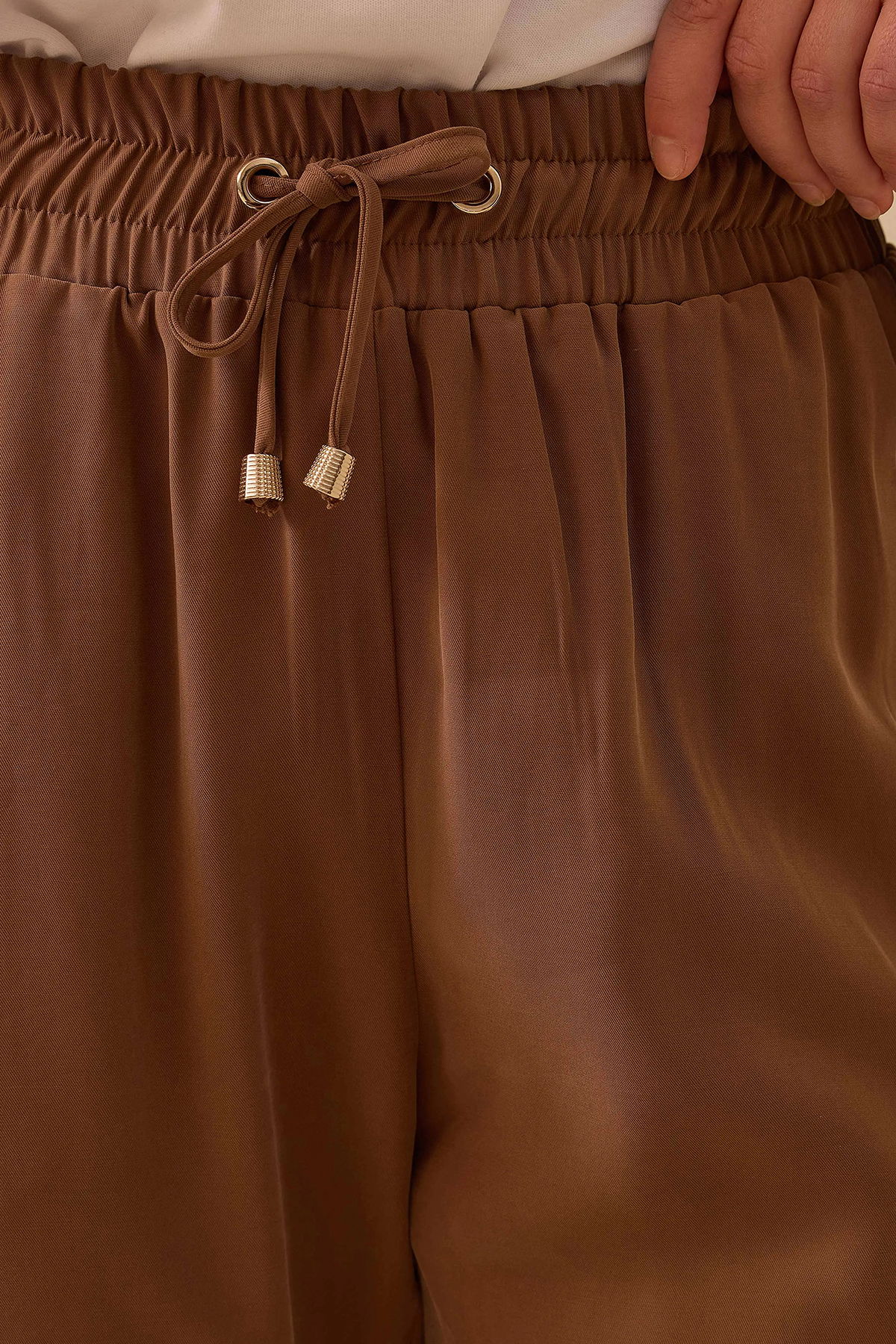 Seçil Kadın Bilek Boy Bağcıklı Pantolon 1023 Kahverengi - 2