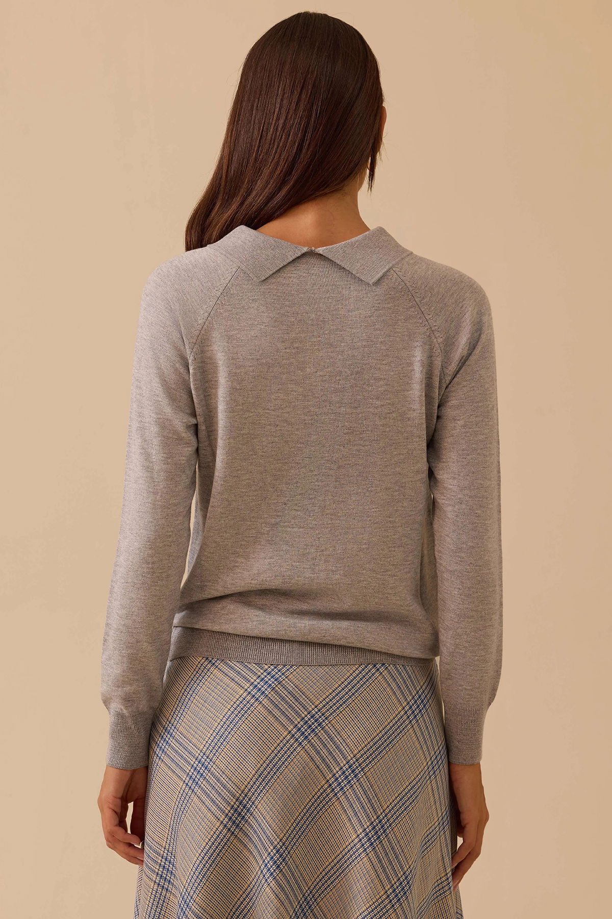 Seçil Kadın Boncuk Detaylı Bel Boy Triko Bluz 0008 Gri - 4