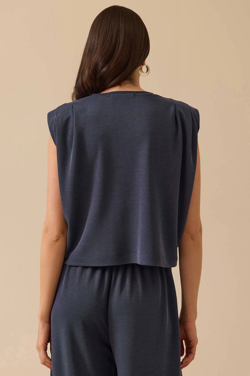 Seçil Kadın Boncuk Detaylı Vatkalı Bluz 0014 Indigo - 4