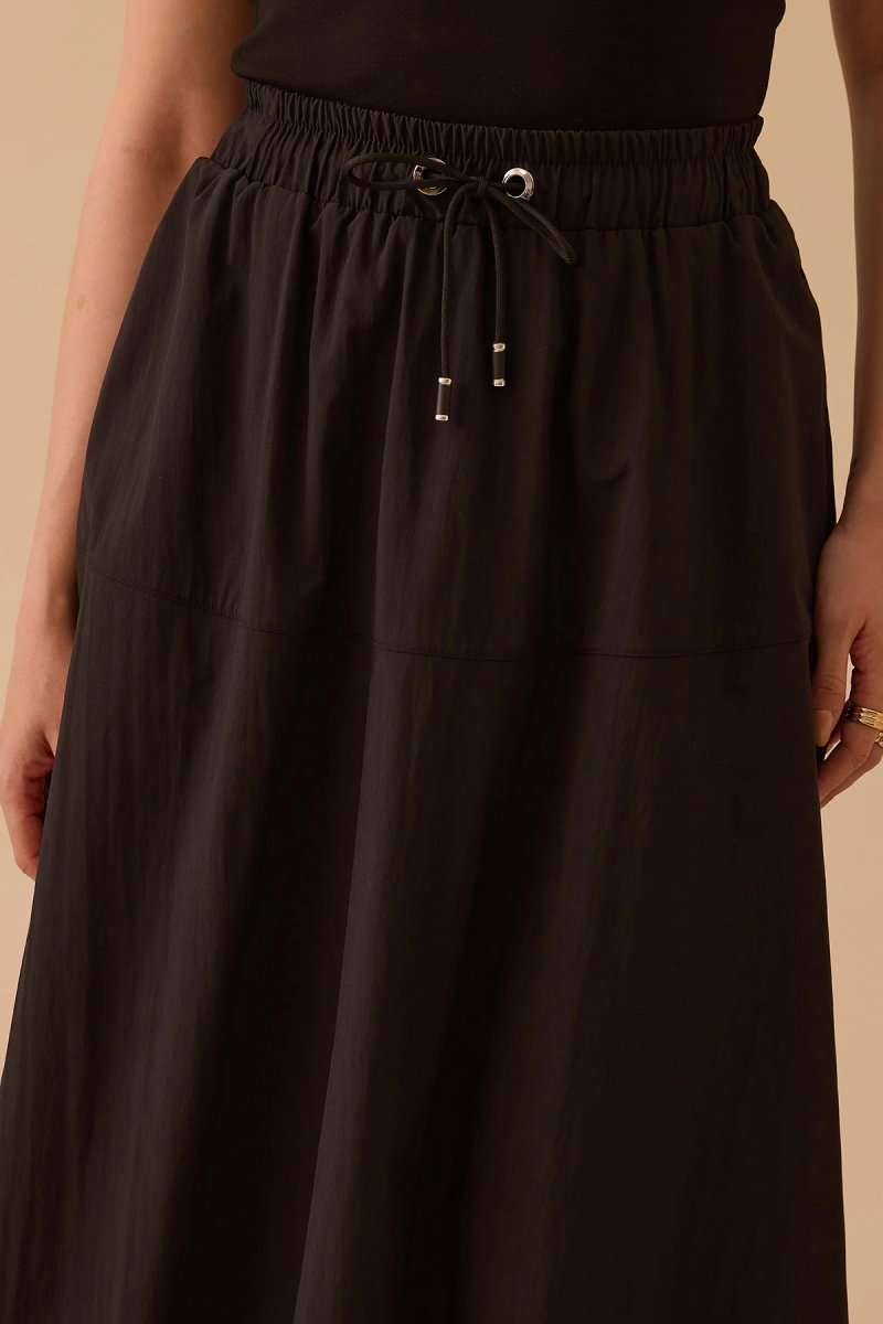 Seçil Kadın Cepli Midi Paraşüt Etek 0008 Siyah - 2