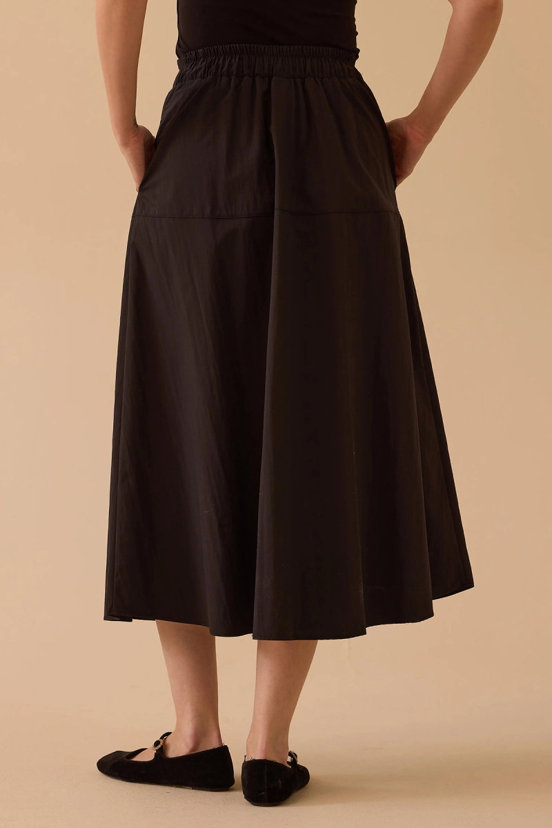 Seçil Kadın Cepli Midi Paraşüt Etek 0008 Siyah - 3