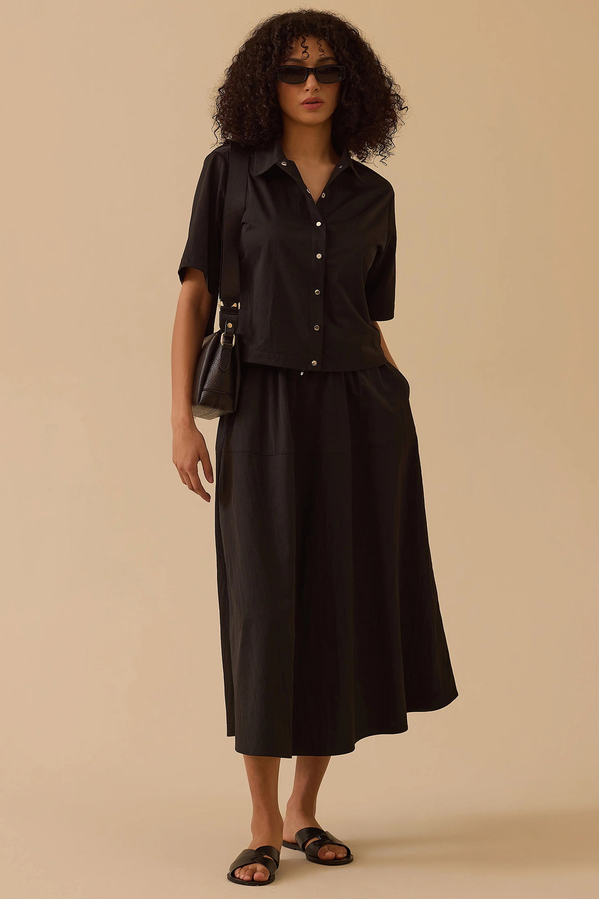 Seçil Kadın Çitçıt Düğmeli Bel Boy Gömlek 0018 Siyah - 2