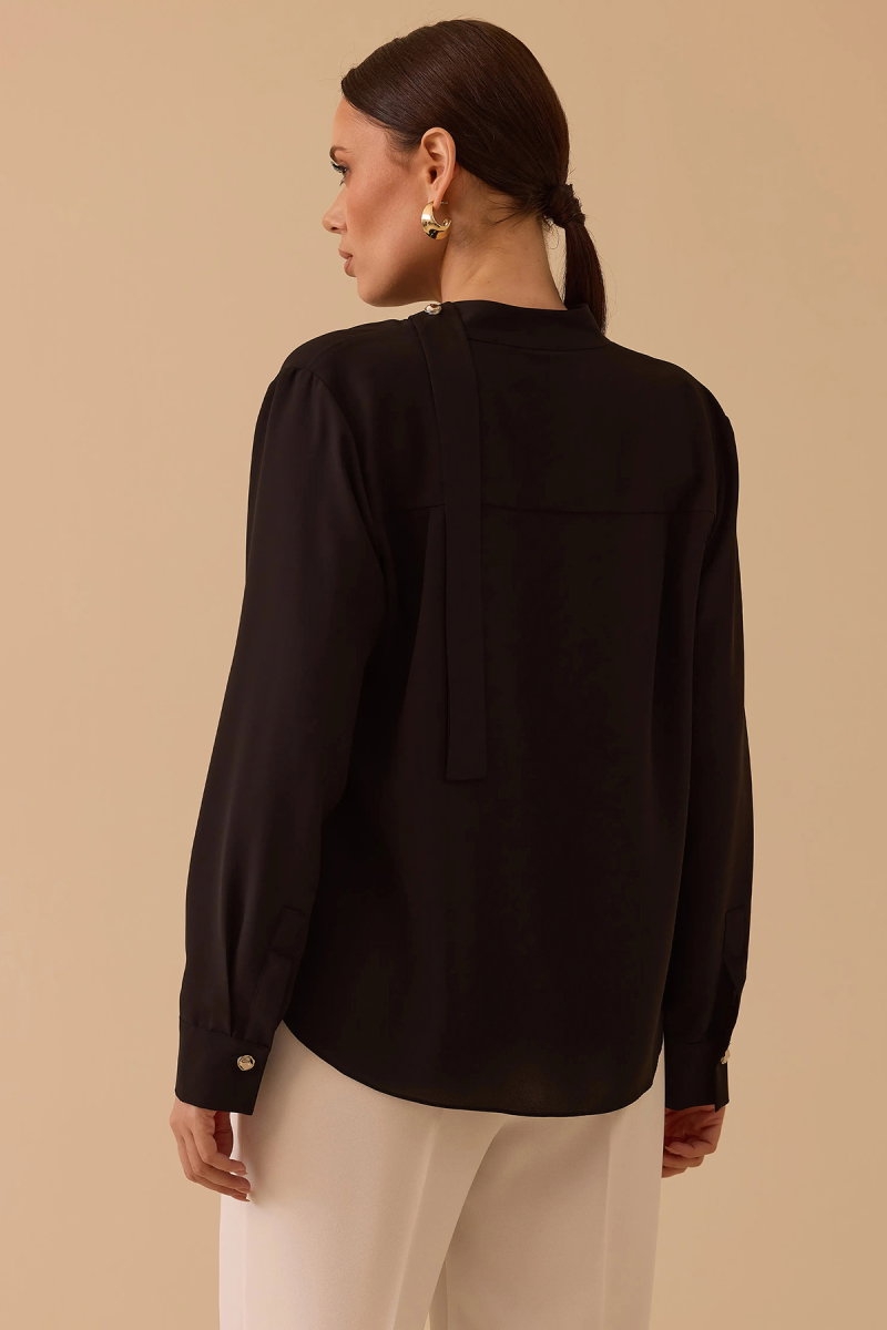 Seçil Kadın Degaje Yaka Pencere Detaylı Bluz 0005 Siyah - 4