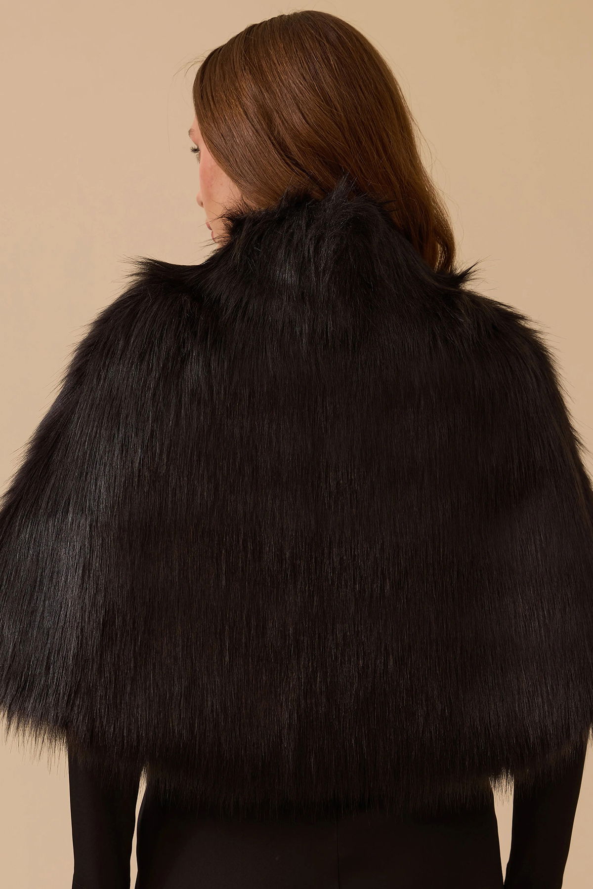 Seçil Kadın Dik Yaka Suni Kürk 8001 Siyah - 4