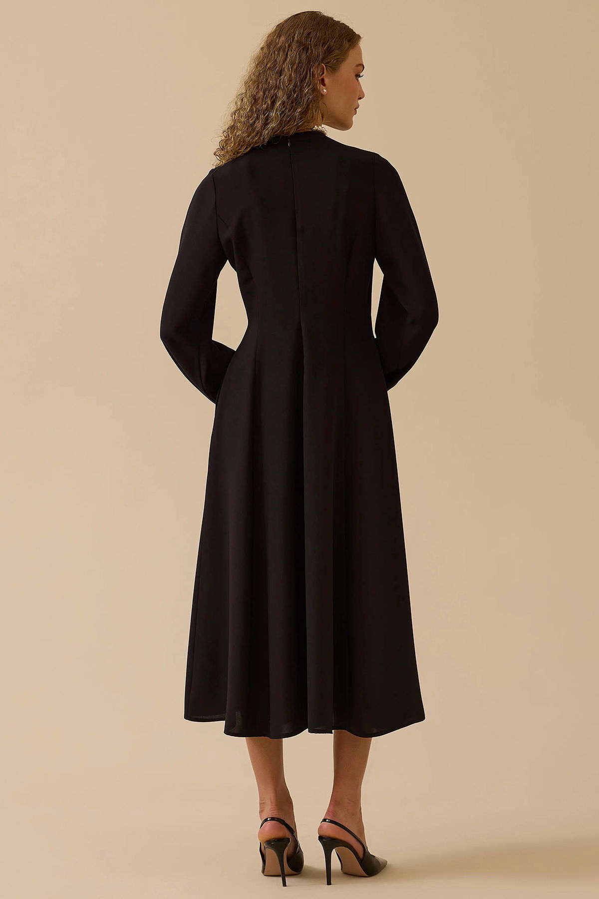 Seçil Kadın Düğme Detaylı Kruvaze Elbise 0005 Siyah - 3