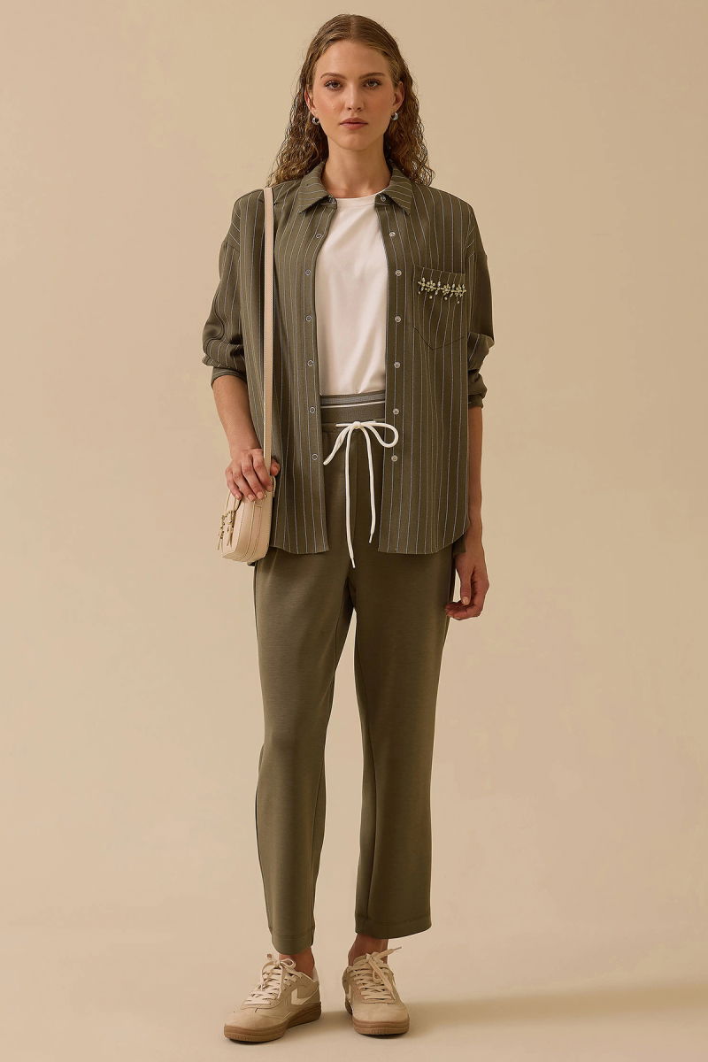 Seçil Kadın Elastik Bel Cepli Pantolon 0031 Haki - Seçil