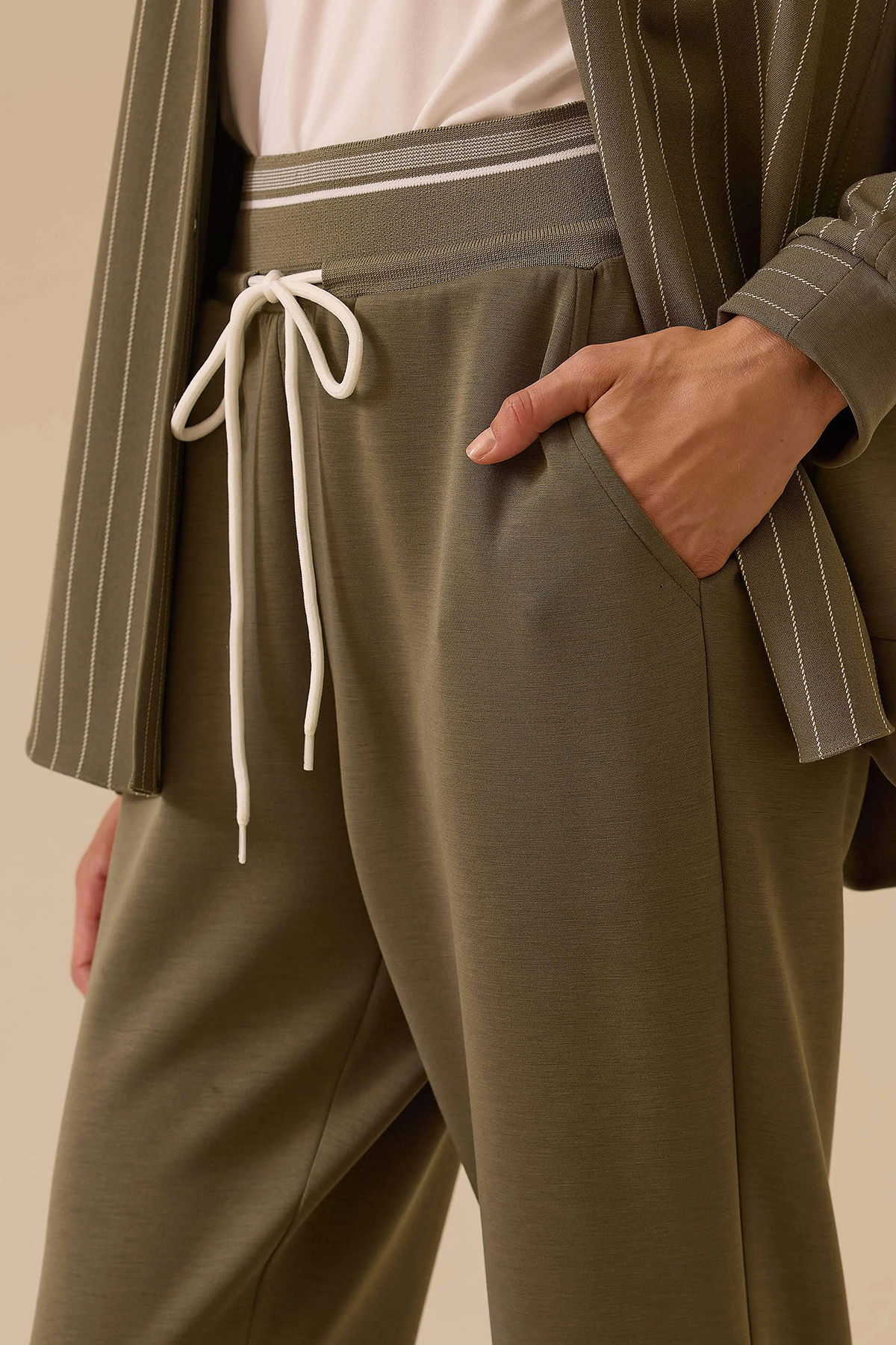 Seçil Kadın Elastik Bel Cepli Pantolon 0031 Haki - 2