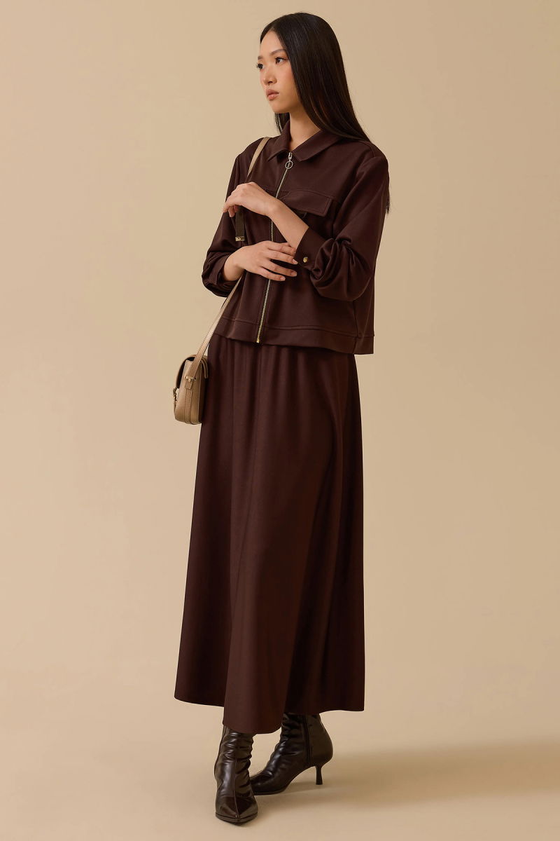 Seçil Kadın Elastik Bel Kloş Etek 1011 Kahverengi - 2