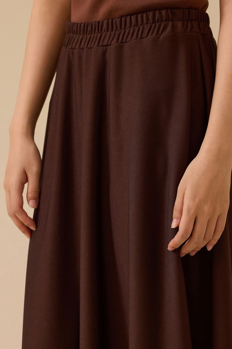 Seçil Kadın Elastik Bel Kloş Etek 1011 Kahverengi - 3