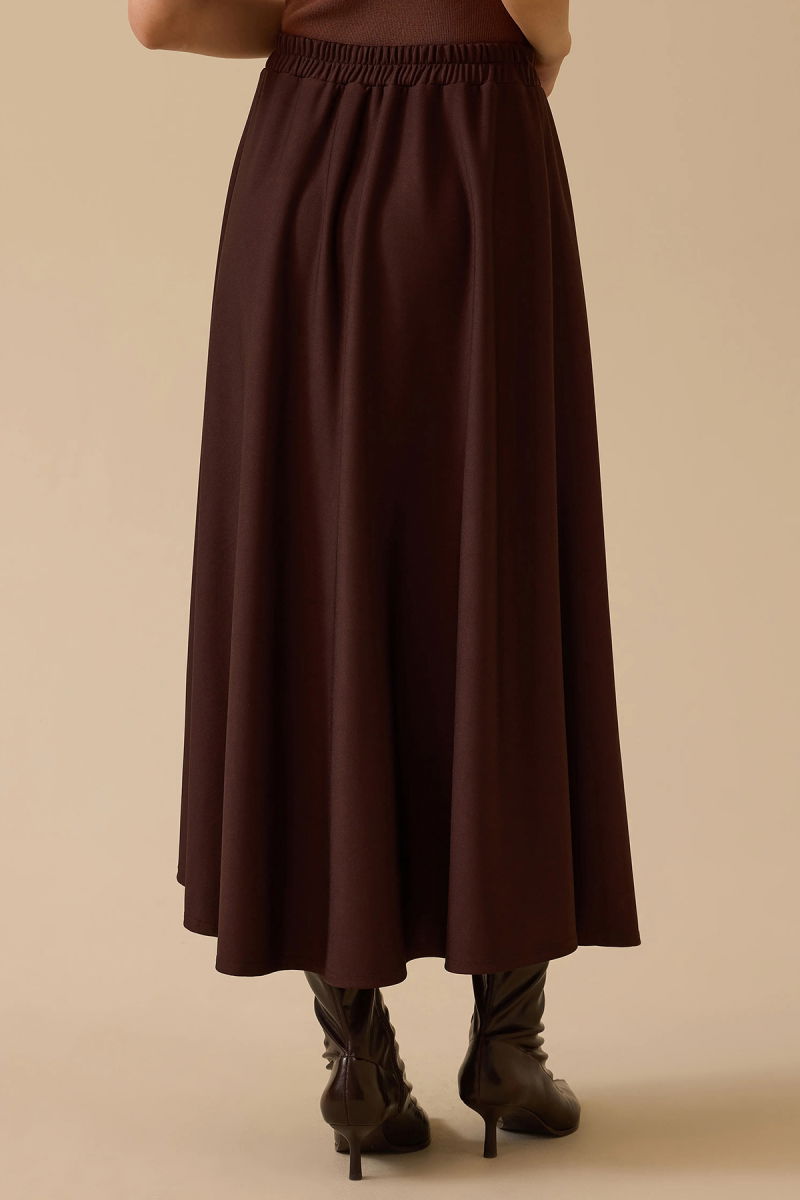 Seçil Kadın Elastik Bel Kloş Etek 1011 Kahverengi - 4