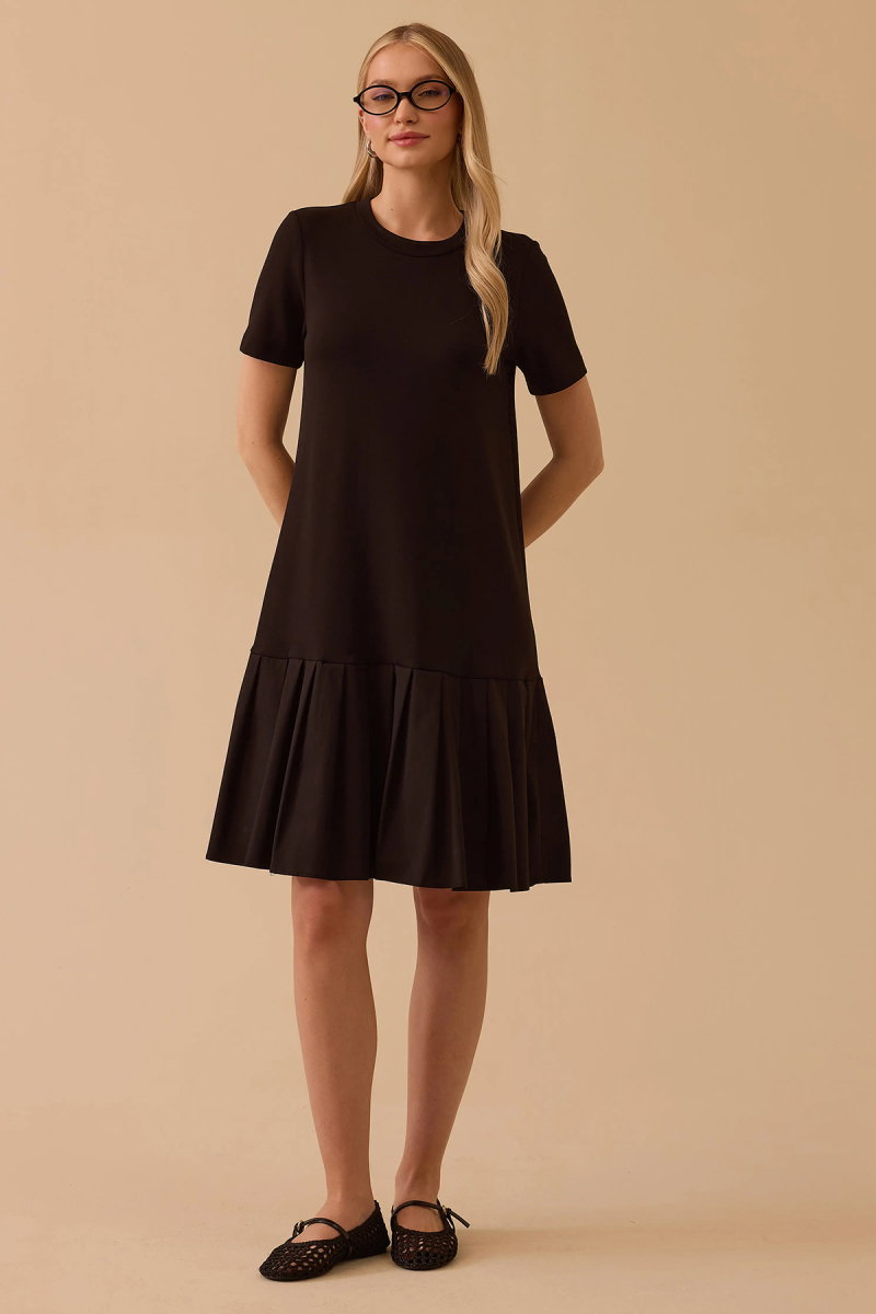 Seçil Kadın Fırfır Detaylı Kısa Kollu Penye Elbise 0024 Siyah - 3