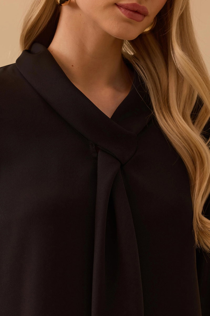 Seçil Kadın Fular Yakalı Krep Bluz 0015 Siyah - 3