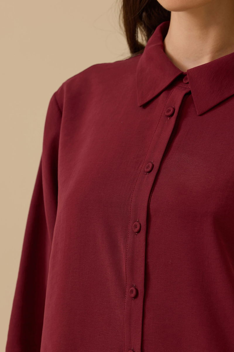 Seçil Kadın Gömlek Yaka Uzun Kollu Basic Tunik 1010 Bordo - 3