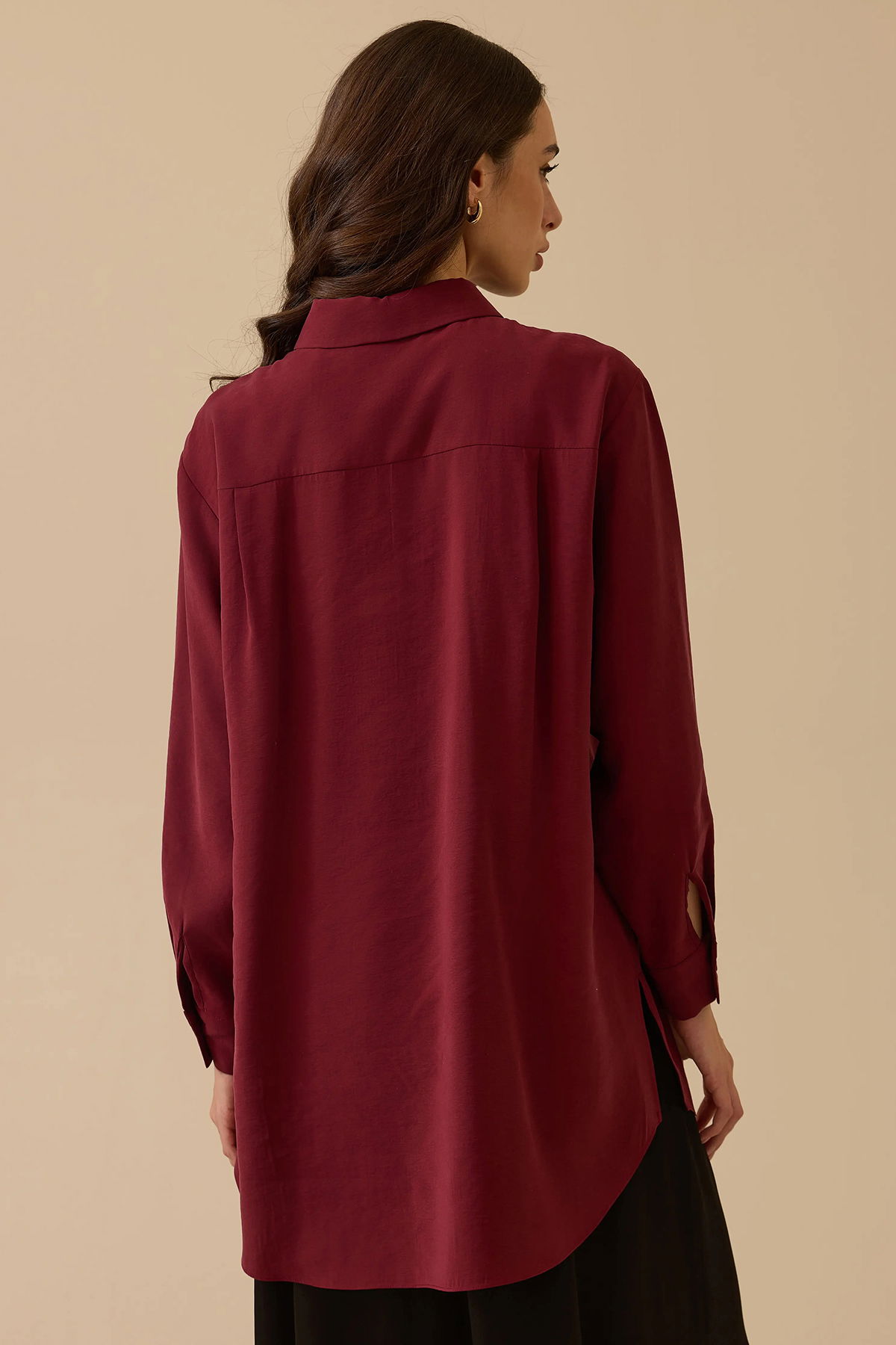 Seçil Kadın Gömlek Yaka Uzun Kollu Basic Tunik 1010 Bordo - 4