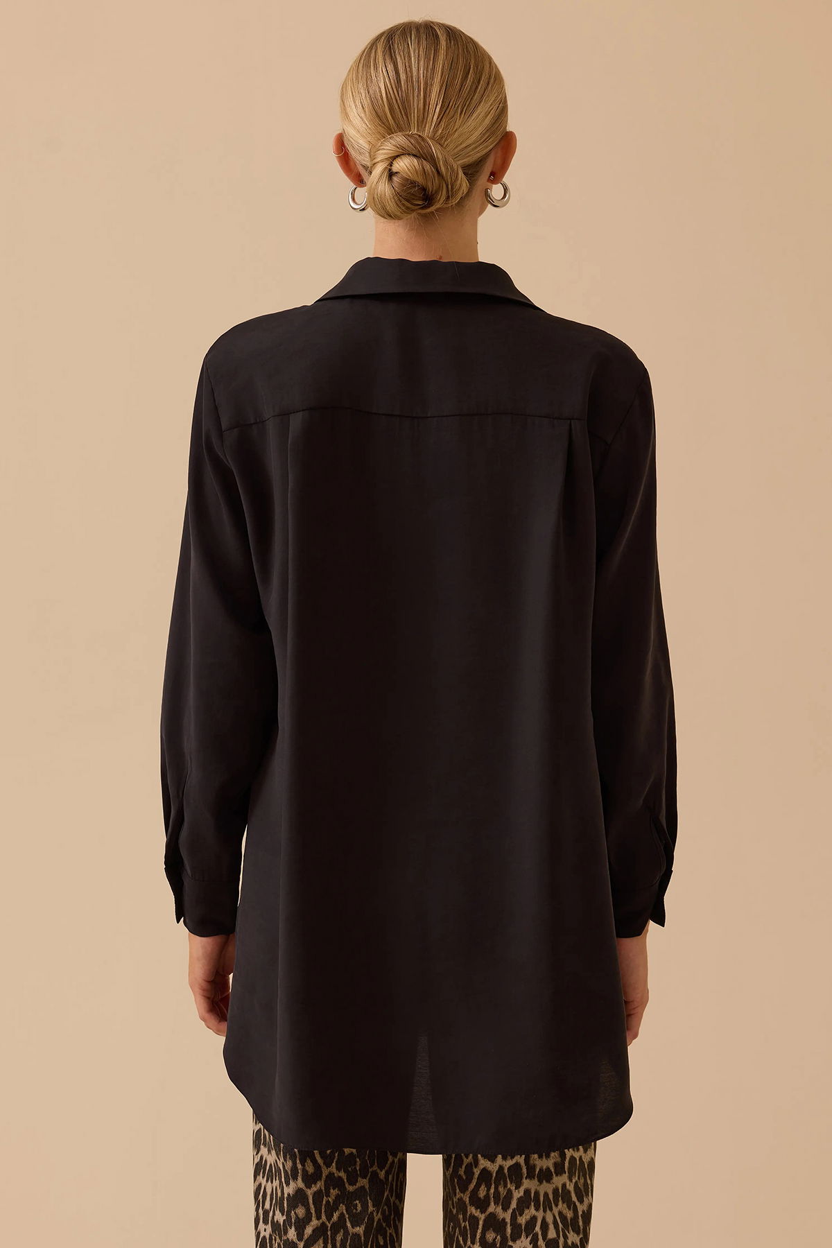 Seçil Kadın Gömlek Yaka Uzun Kollu Basic Tunik 1010 Siyah - 5