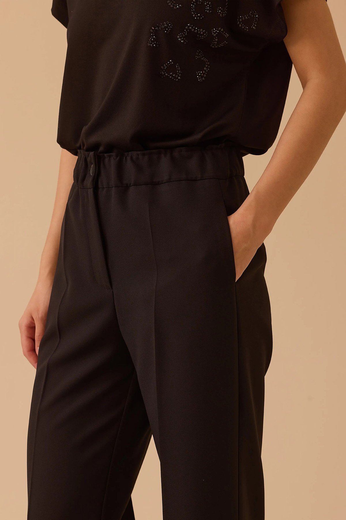 Seçil Kadın Lena Boru Paça Pantolon 0036 Siyah - 3