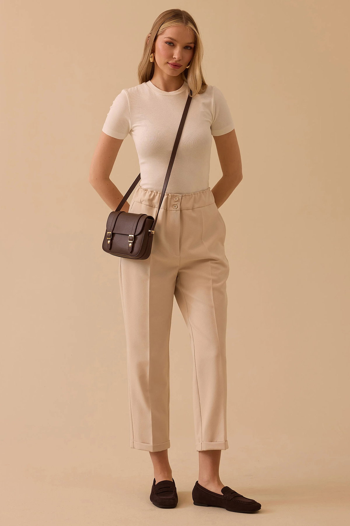 Seçil Kadın Lena Havuç Kesim Bilek Boy Pantolon 0034 Bej - 1