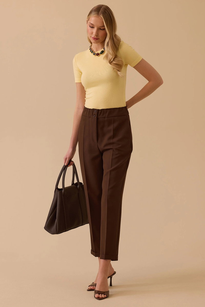 Seçil Kadın Lena Havuç Kesim Bilek Boy Pantolon 0034 Kahverengi - Seçil