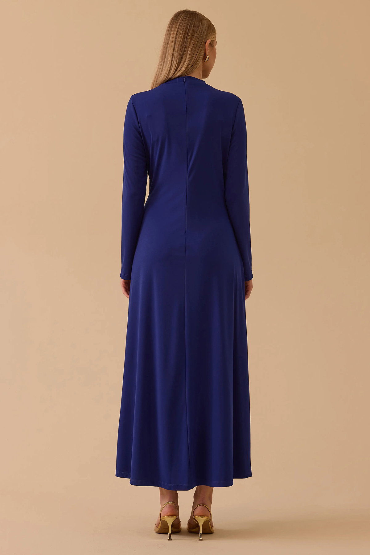 Seçil Kadın Metal Aksesuarlı Uzun Kollu Elbise 1039 Saks - 4