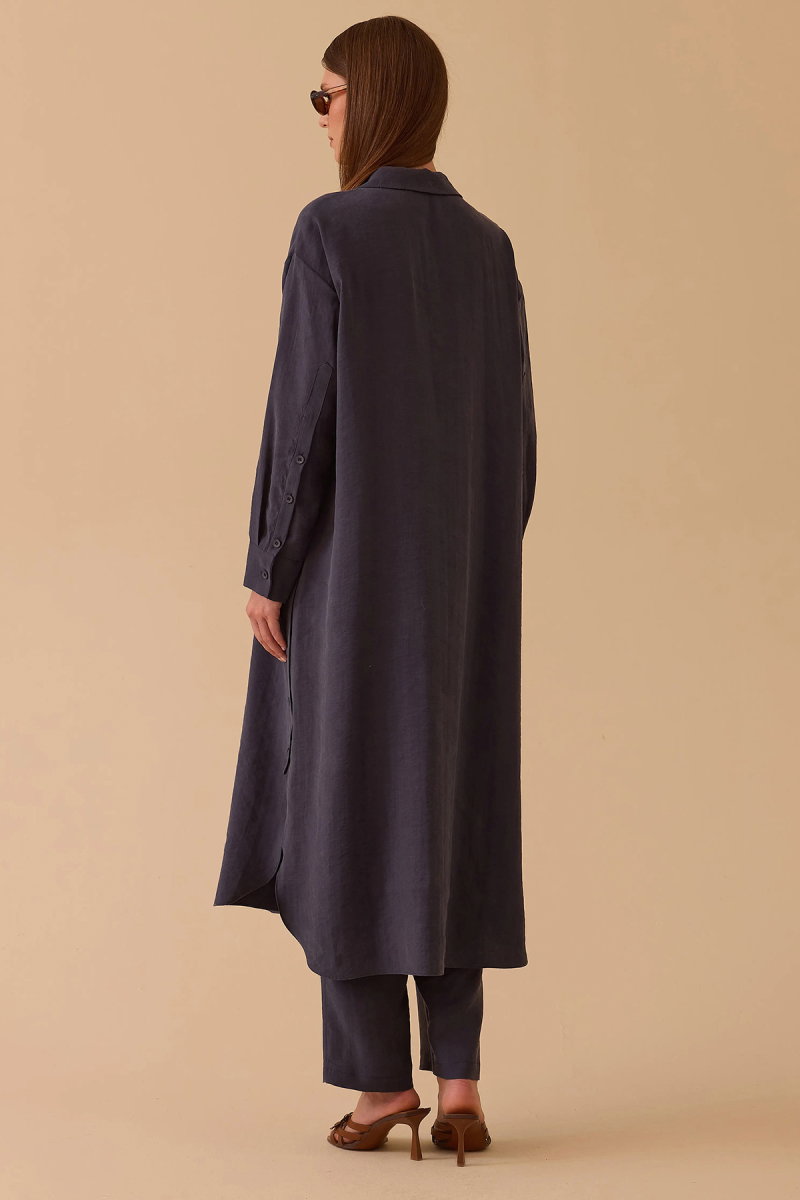 Seçil Kadın Midi Boy Gömlek Yaka Tunik 1024 Indigo - 4