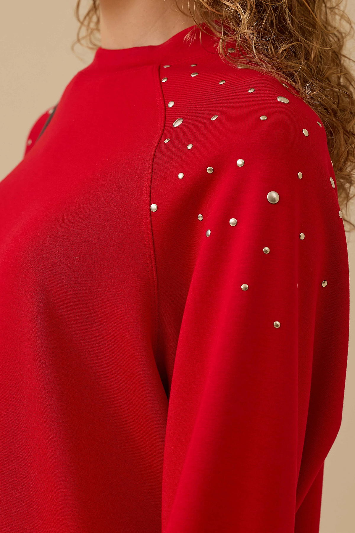 Seçil Kadın Omuz Detaylı Oversize Sweatshirt 0005 Kırmızı - 3