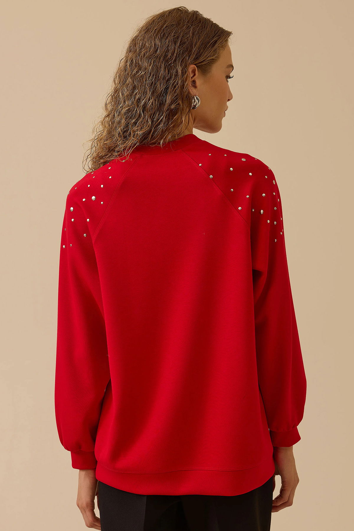 Seçil Kadın Omuz Detaylı Oversize Sweatshirt 0005 Kırmızı - 4