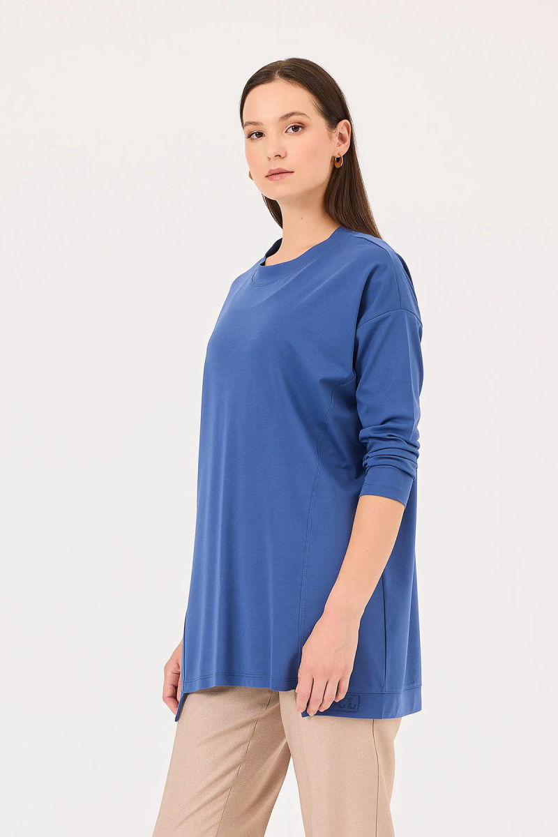 Seçil Kadın Örme Kumaş Basic Tunik 1015 Indigo 