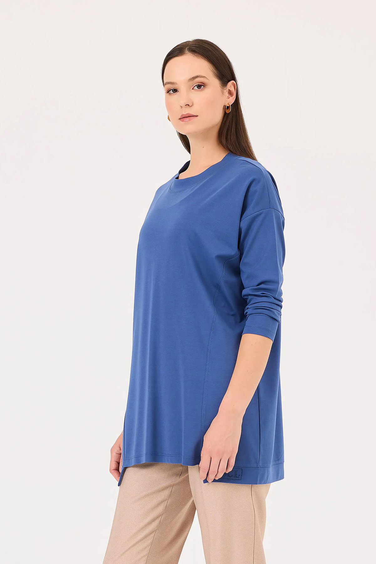 Seçil Kadın Örme Kumaş Basic Tunik 1015 Indigo - 1