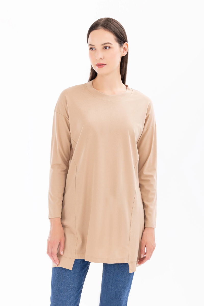 Seçil Kadın Örme Kumaş Basic Tunik 1015 Vizon 