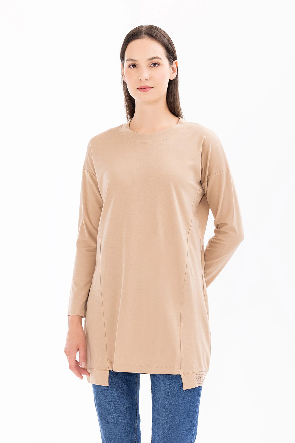 Seçil Kadın Örme Kumaş Basic Tunik 1015 Vizon - 2