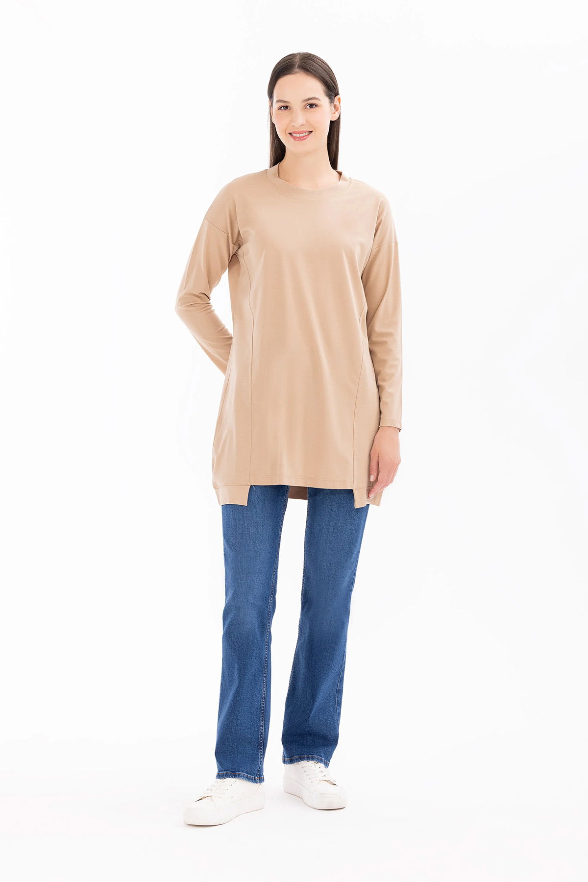 Seçil Kadın Örme Kumaş Basic Tunik 1015 Vizon - 3